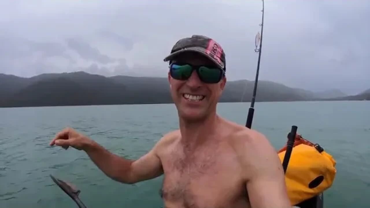 2 ~~ Solo Hootchie camping on mini island Kayaking Beach Shark fishing