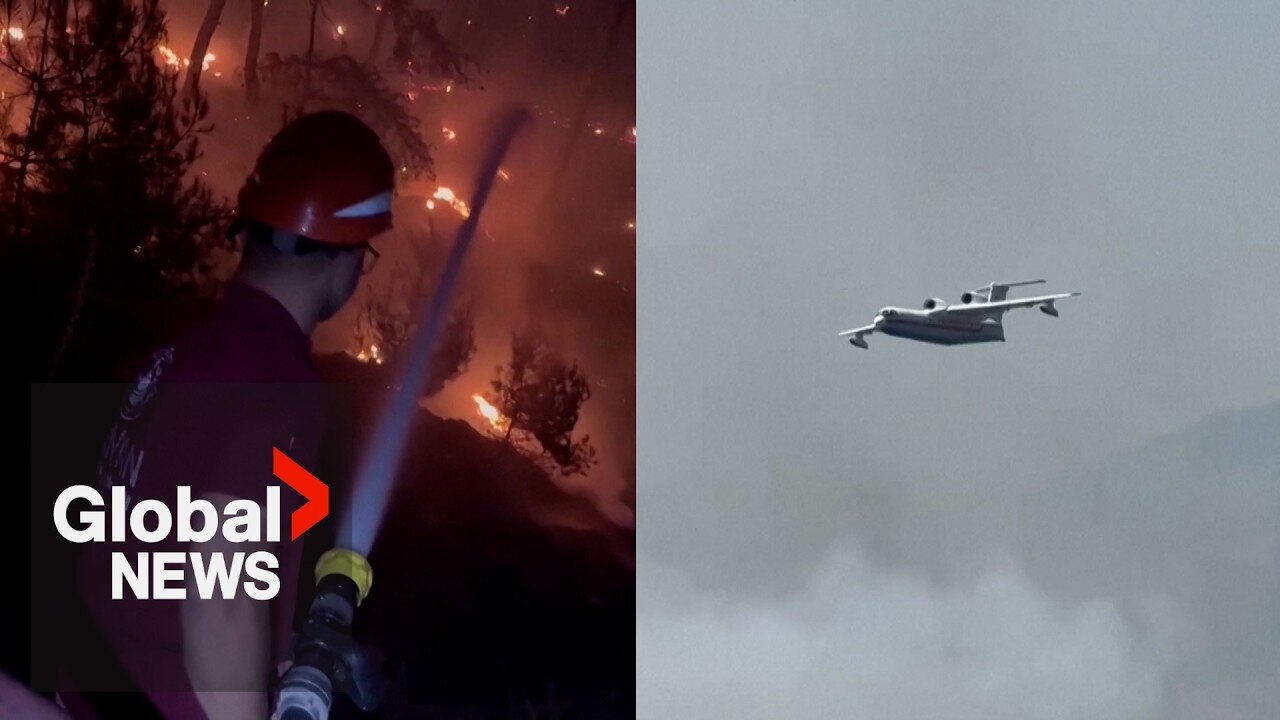Turkey wildfires: Helicopters, planes douse flames in Izmir as strong winds fan blaze