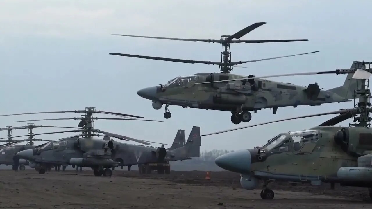 Russian Ka-52 helicopters attacking tanks & armors of NATO countries in Zaporizhye Ukraine