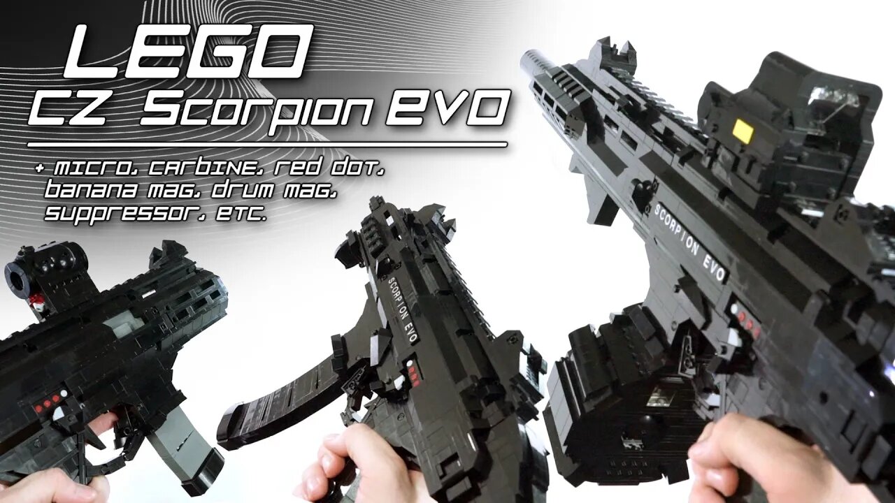 LEGO CZ Scorpion EVO 3 Sub-Machine Gun (+Micro, Carbine, Red Dot, Banana & Drum Mag, etc.)