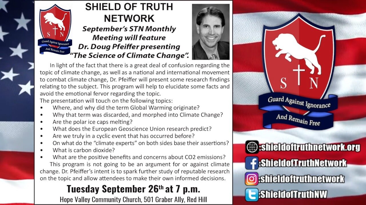 Shield of Truth Network Monthly Meeting September 26th 7PM