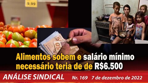 Alimentos sobem e salário mínimo necessário teria de de R$6.500. Análise Sindical Nº169- 7/12/22