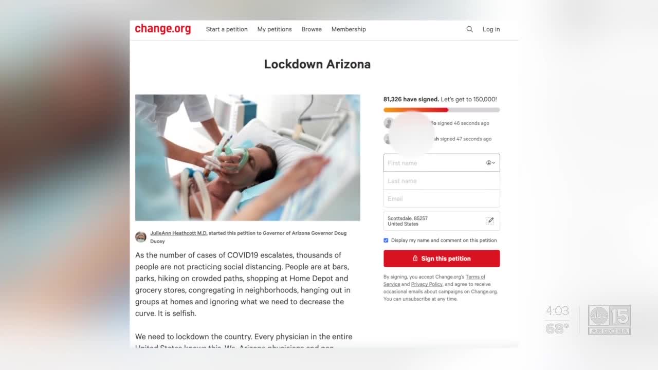 Valley doctor urging Ducey to lockdown the state