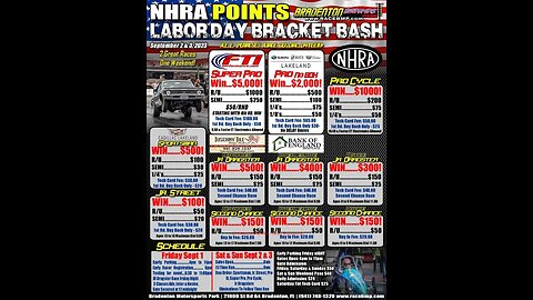 (Reupload) LIVE: Drag Racing - Labor Day Bracket Bash (Day 1) @bradentonmotorsportspark2637 9.2.23