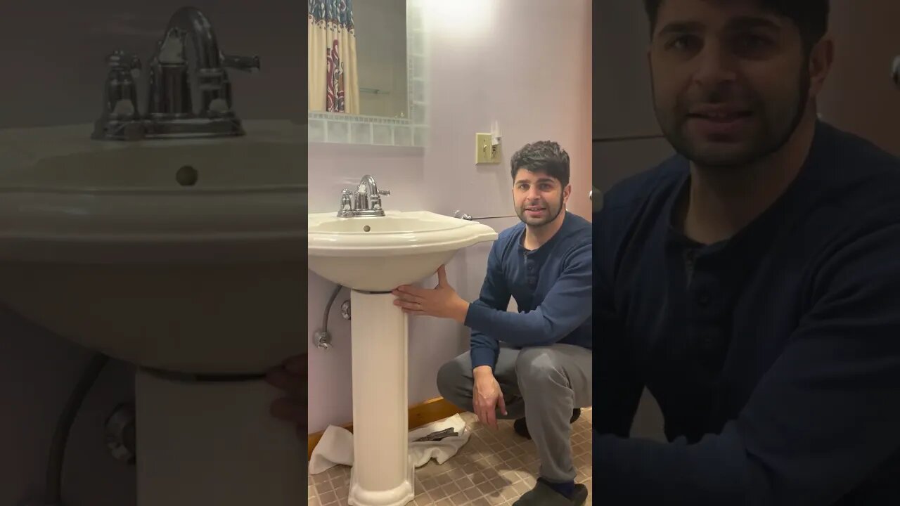 Pedestal sink removal#bathroomdesign #bathroom upgrade#diy#vanity#faucet #bathroomrenovation #bath