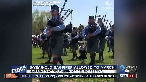 3-year-old bagpiper's dream comes after marching in South Maryland Celtic Festival