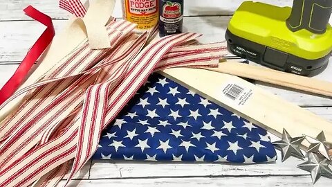 Patriotic Fabric Flag DIY || Using Fabric & Wood from Dollar Tree || Just 1 Easy Craft