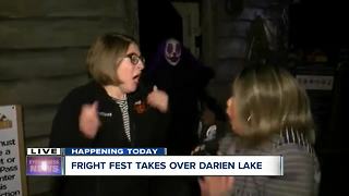 Fright Fest performer scares Thuy Lan Nguyen during live interview