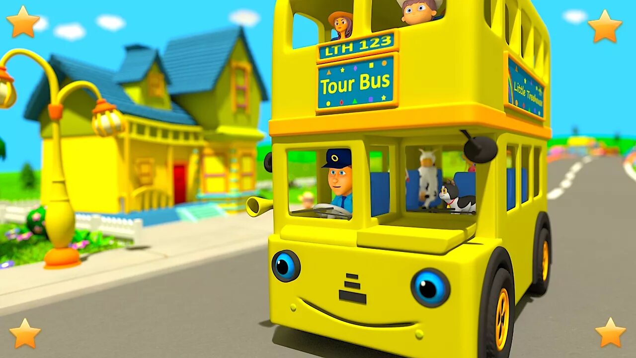 Yellow Wheels on the Bus | Kindergarten Nursery Rhymes & Songs for Kids