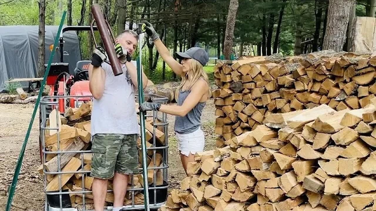 Stacking Firewood - A Trailer of Oak And An Extra Set of Hands