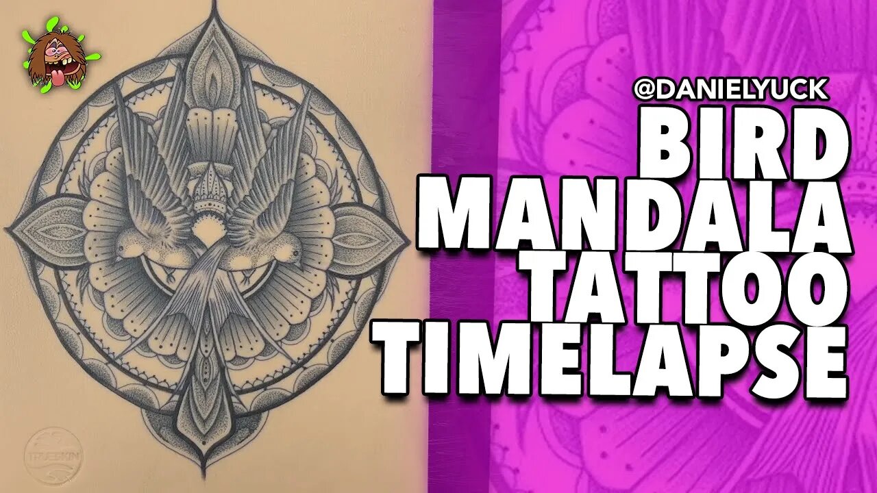 Bird Mandala Close Up Tattoo Timelapse