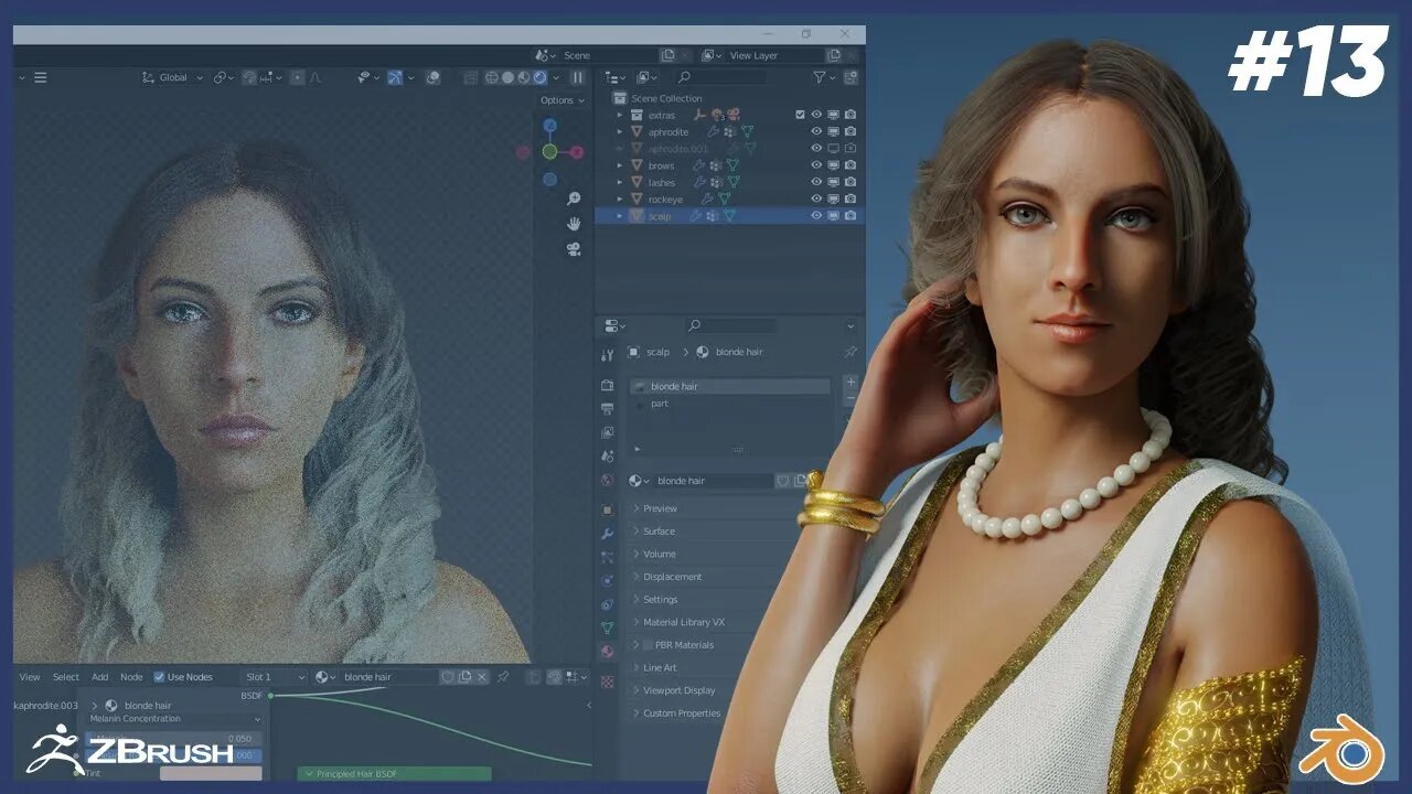 Aphrodite | how to create 3d photorealistic Character for animation | Part 13 | Blender tutorial