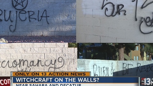 Graffiti referencing dark magic appears in valley neighborhood