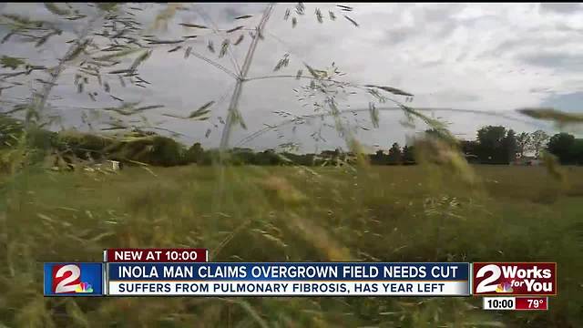 Inola man says overgrown field across the street affects disease