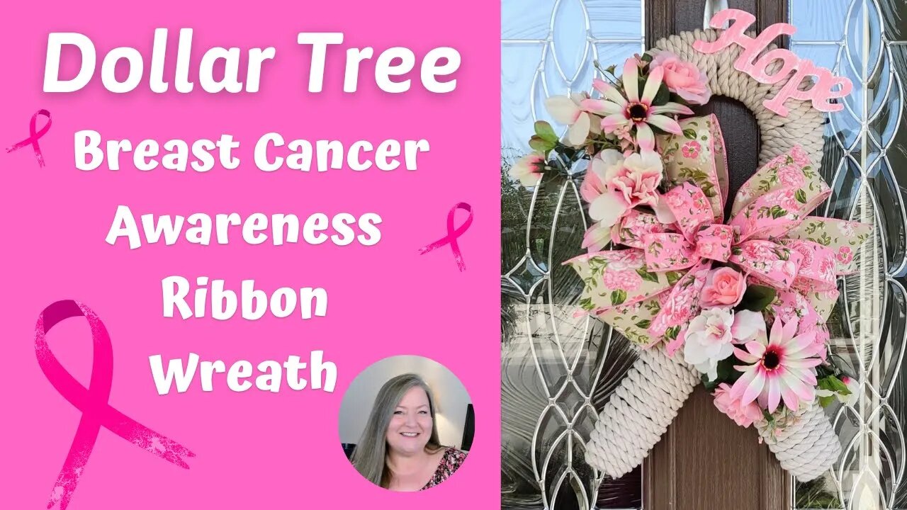 Breast Cancer Awareness Ribbon Wreath ~ Dollar Tree Ribbon Wreath ~ Breast Cancer Pink Ribbon Wreath