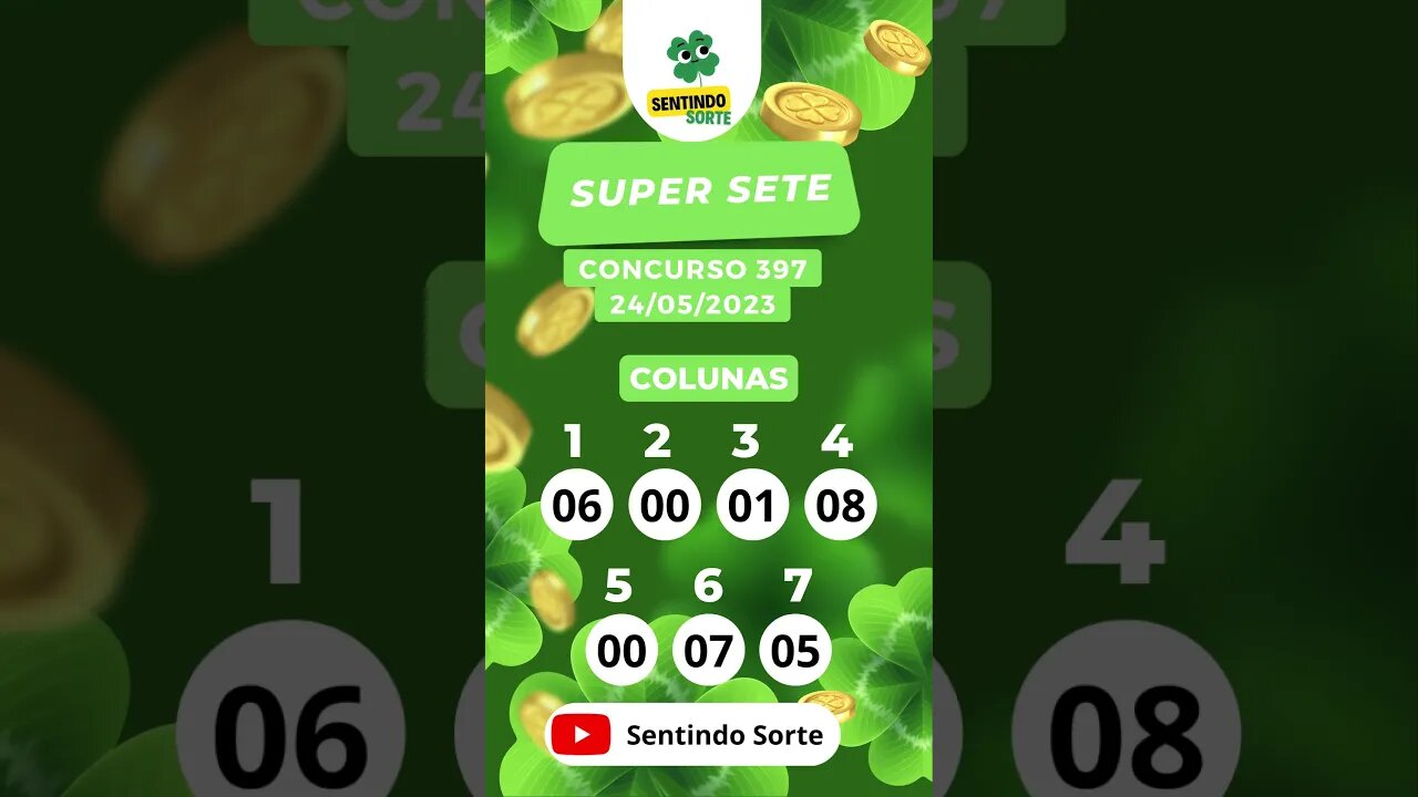 🍀 Resultado SUPER SETE 397 | 24/05/23 | Sentindo Sorte #shorts