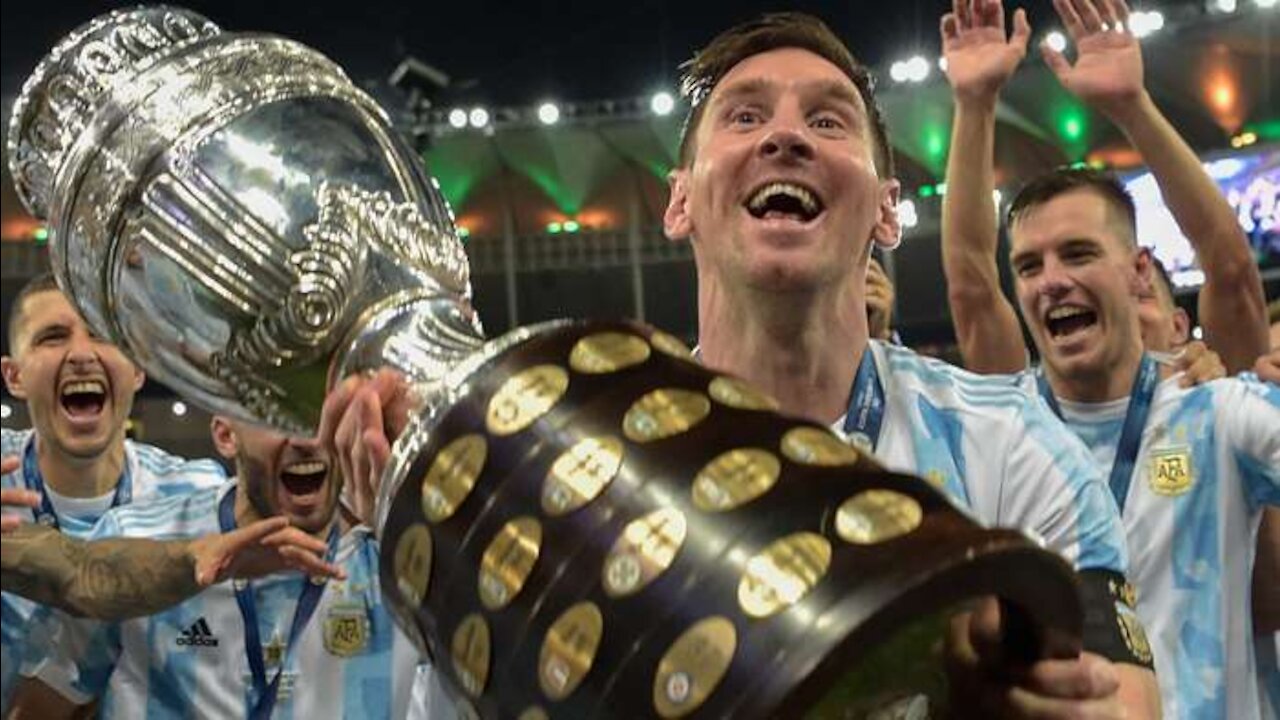 Messi and his Argentina teammates go wild in the locker room after Copa America win