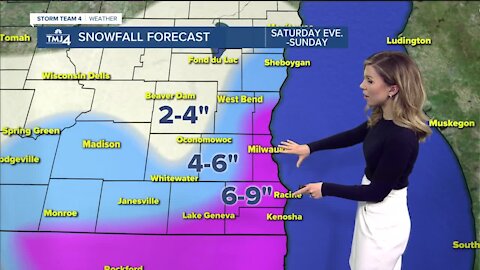 Snow moves in Saturday midafternoon continues into Sunday