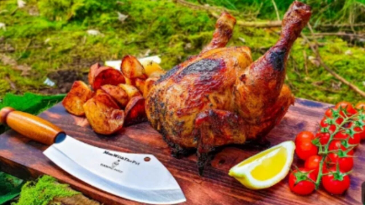 Whole Chicken Prepared in the Forest Relaxing Cooking