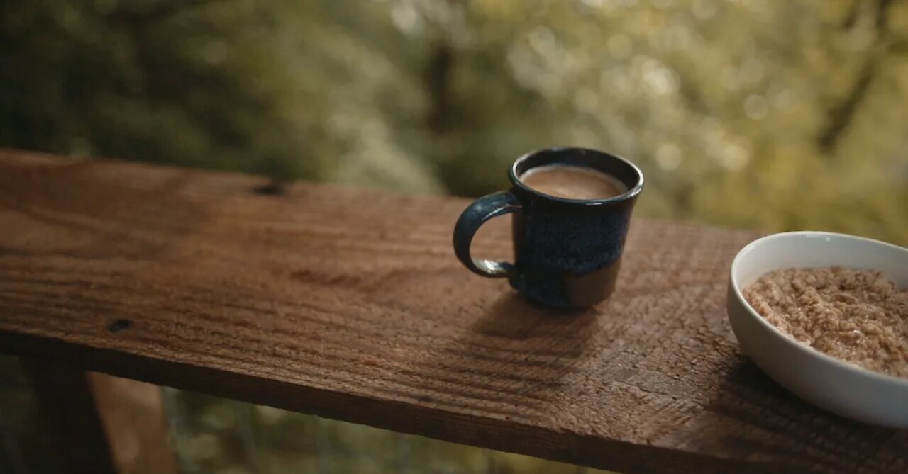 Breakfast On A Wooden ledge.