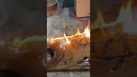 Wood and electricity and water #shorts #woodworking #shortvideo #reels #ad #fractaleffectvideo