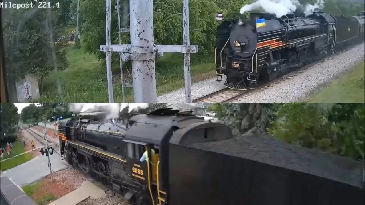 EB Iowa Interstate Steam with IAIS 6988 at Grinnell and West Liberty, IA on June 11, 2022