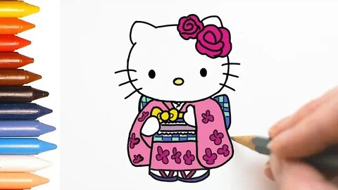 COMO DESENHAR HELLO KITTY KIMONO - FÁCIL #hellokitty #desenho #desenhofacil