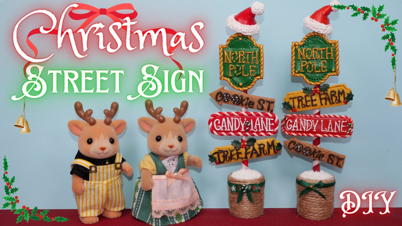 【DIY】Christmas street sign/ミニチュア🎅クリスマスサイン/Sylvanian Families/シルバニアファミリー/Calico Critters/ドールハウス