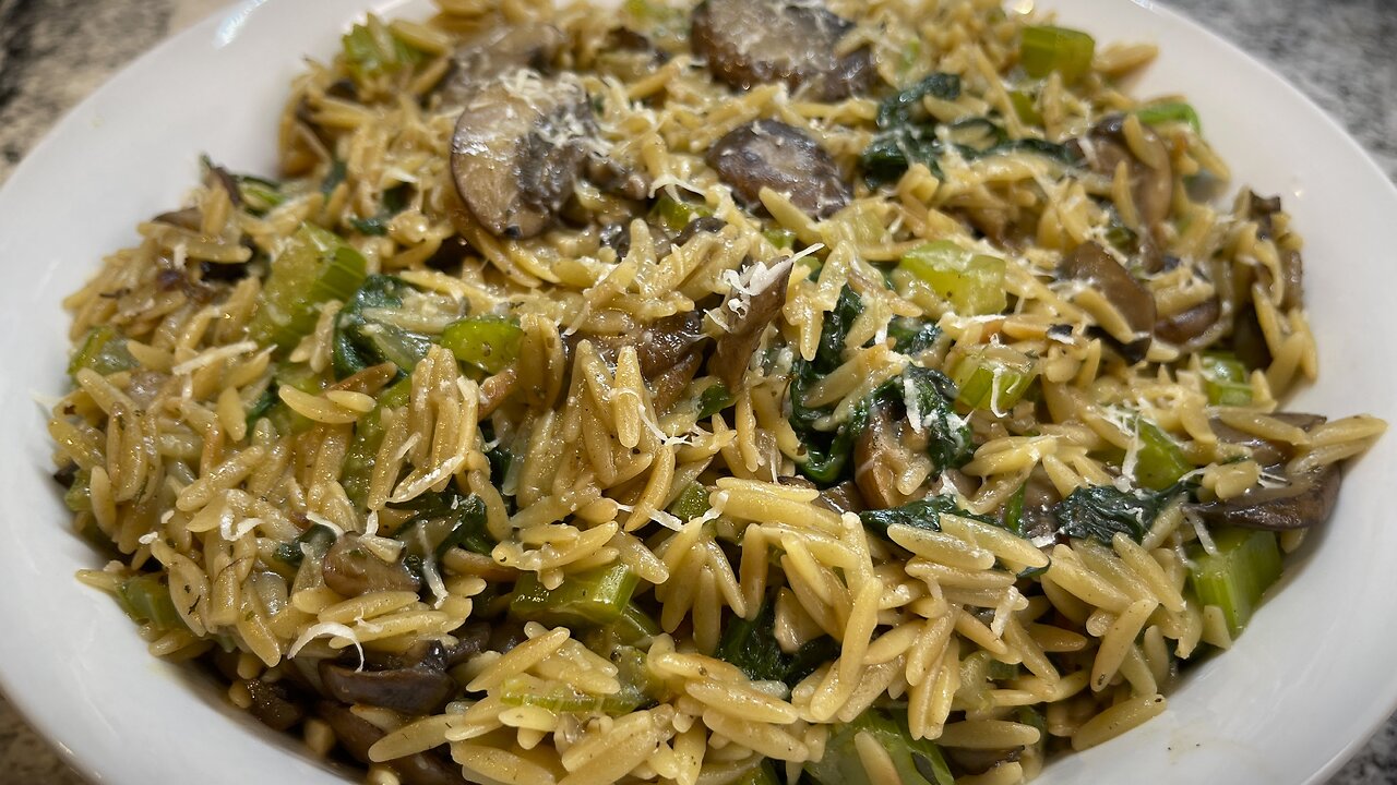 One Pot Orzo With Mushrooms I Orzo Pasta Recipe With Cremini Mushrooms by Gastro Guru