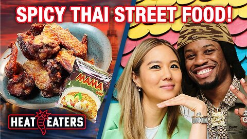 INSANELY Spicy Thai Street Food! Boat Noodles + Chicken Wings with Denzel Curry Heat Eaters