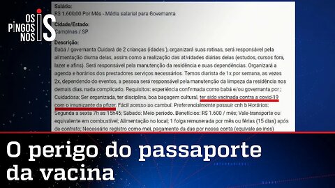 Vaga de emprego exige candidato vacinado...e com a Pfizer