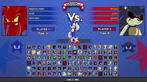 Shadow all forms & Vector & Perfect nazo VS Metallix & Eclipse & Exslayer I Sonic Battle MUGEN HD