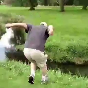 Man Fails At Jumping Across a Creek