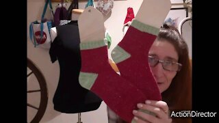 Crocheted Tendril shawl /knitted Grinch socks