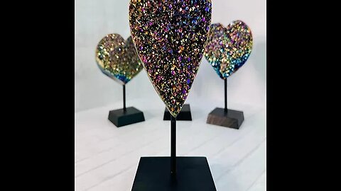 TITANIUM HEART ON WOODEN STAND