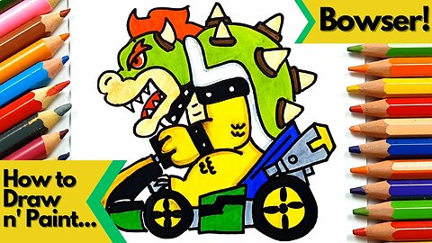 How to Draw and Paint Bowser Version Mario Kart