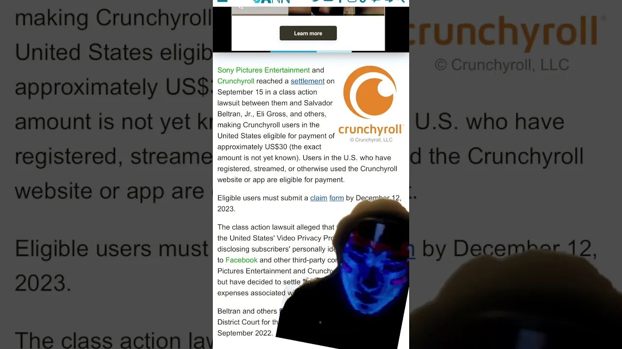 Crunchyroll Privacy Information Lawsuit #crunchyroll #anime #manga