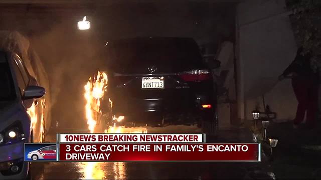 San Diego police, fire officials investigate suspicious car fires at Encanto home