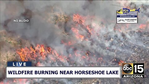 RAW: Wildfire burning near Horseshoe Lake