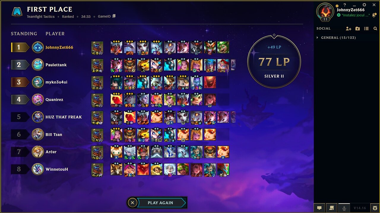 7 Eldritch for a win in ranked game of Teamfight Tactics