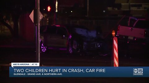 PD: 3 kids hospitalized after fiery crash in Glendale