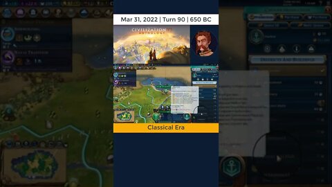 #oneturnadaychallenge #civ6 – Turn 90 - FEW ADJUSTMENTS! #shorts