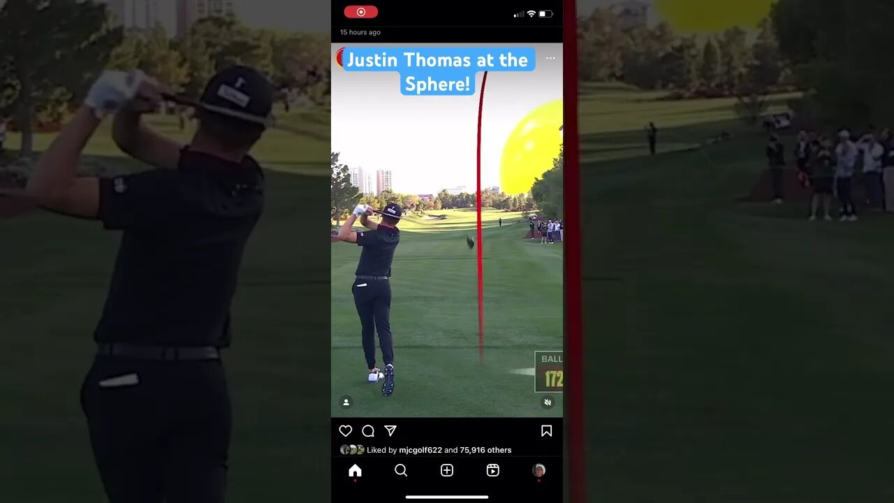 Justin Thomas hits a bomb towards the sphere! #thesphere #golf #justinthomas