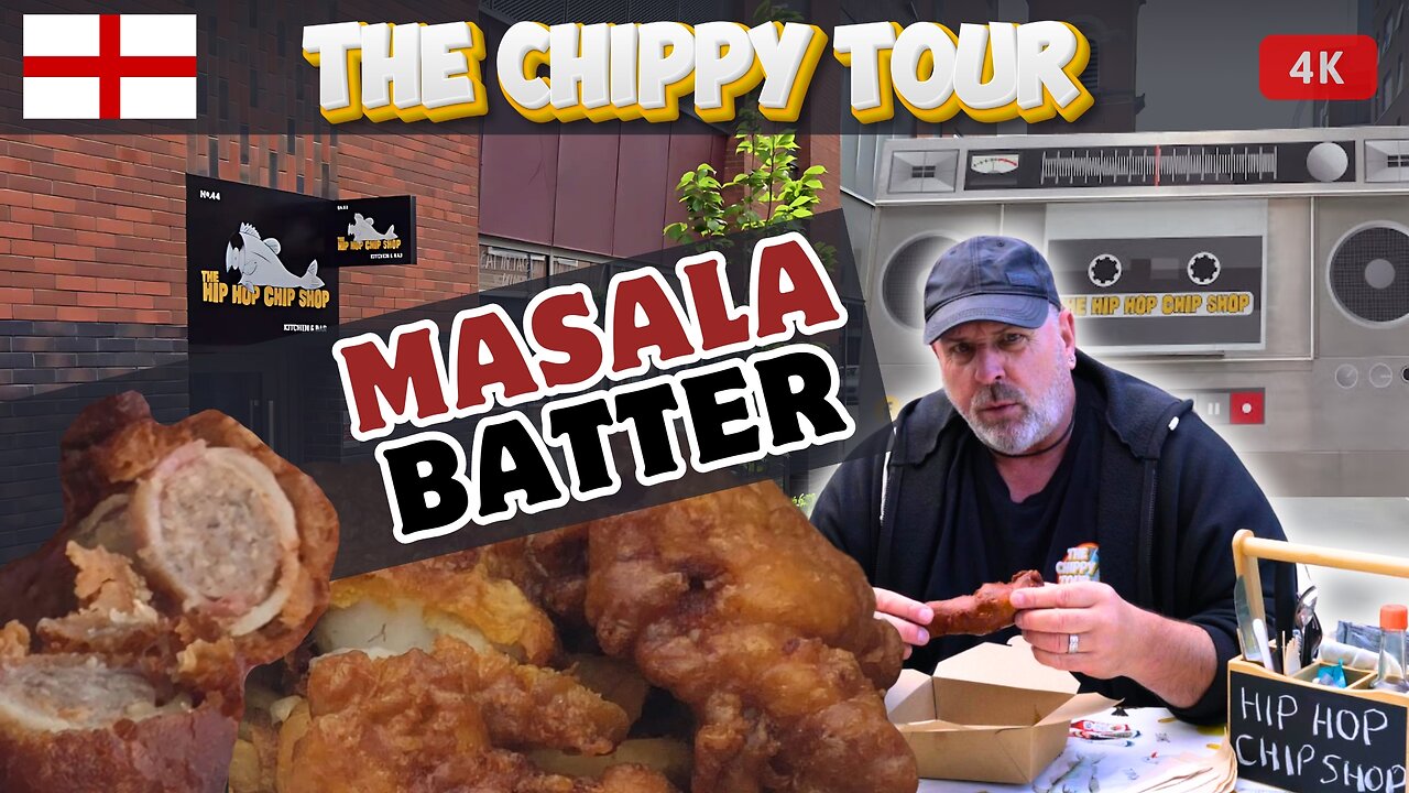 Chippy Review 82: The Hip Hop Chip Chop, Manchester. Masala Battered Fish and Bacon Battered Sausage