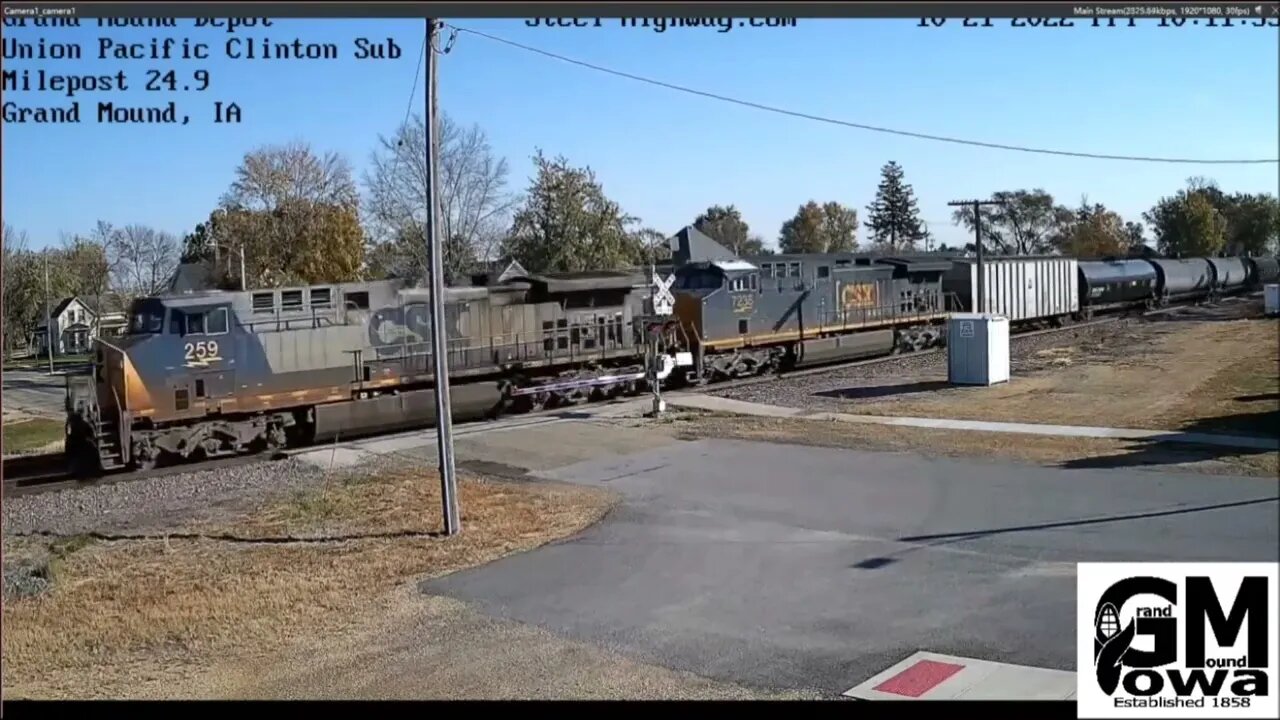 CSX 259 YN2 Leading WB Ethanol at Grand Mound and Belle Plaine, IA on October 21, 2022