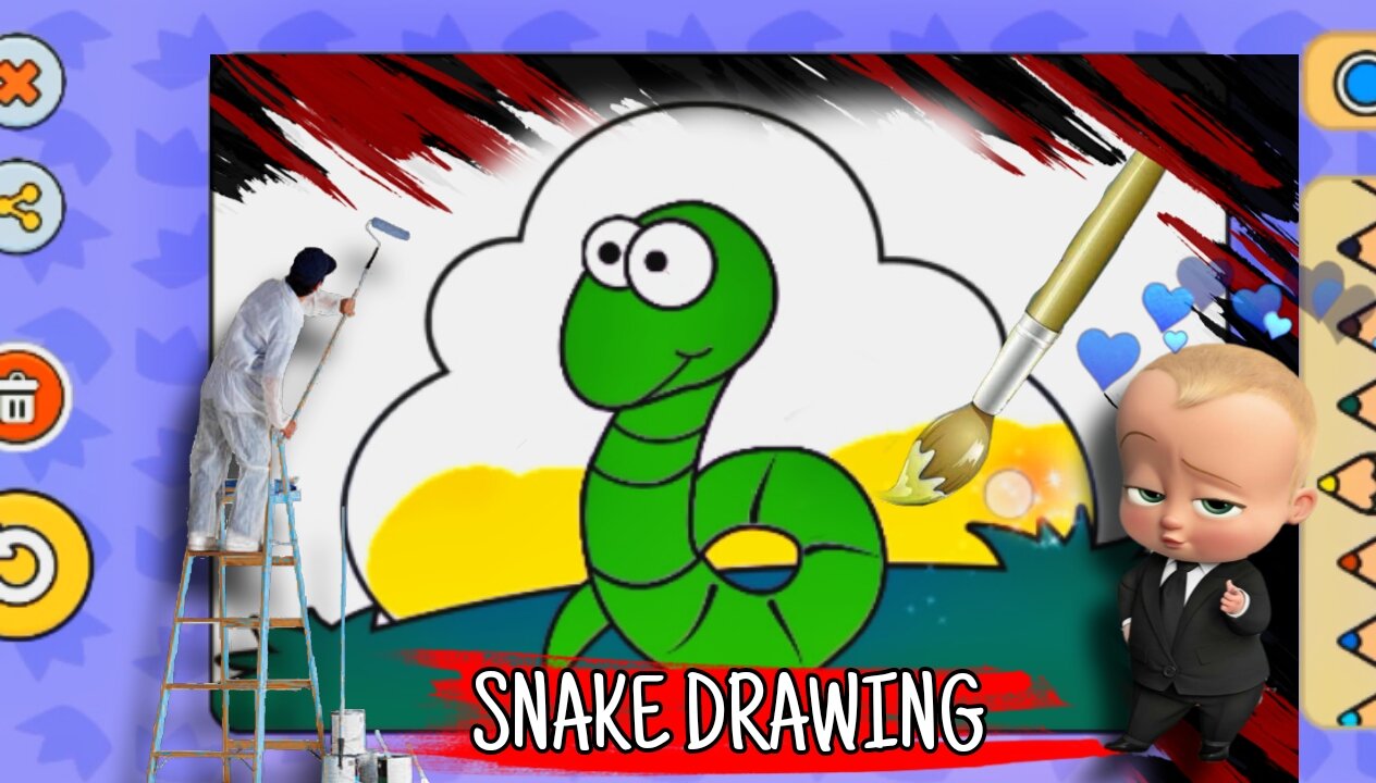 How to draw a Snake 🐍| easy snake drawings| step by step nagin draw with mobile|@B L U R R Y MOON