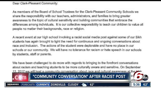 Indiana high school hosts community conversation after racist social media post