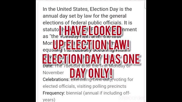 FEDERAL LAW GIVE ONE DAY ONLY FOR ELECTION DAY!