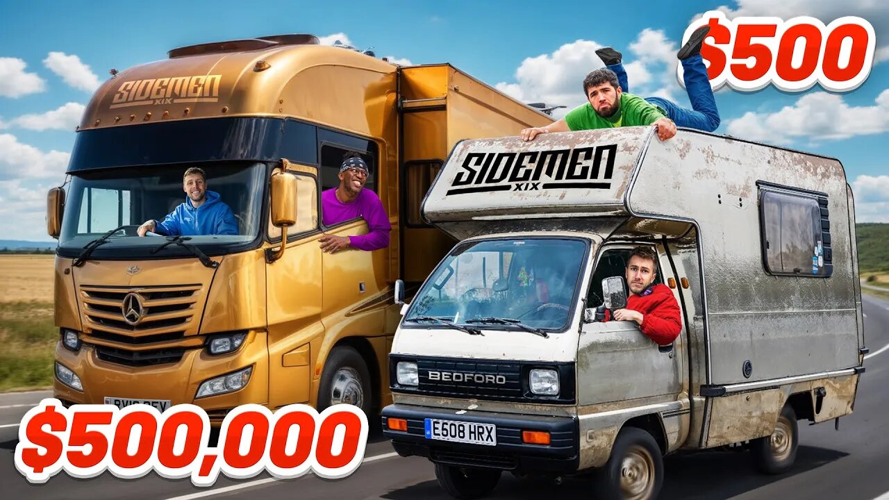 SIDEMEN $500,000 vs $500 MOBILE HOME ROAD TRIP