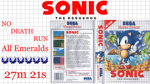 Sonic the Hedgehog 1 [SMS 1991] All Emeralds NDR [27'21"] 6th place | Master System | ソニック・ザ・ヘッジホッグ セガ・マスターシステム